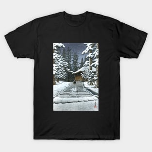 Konjikido in Snow at Hiraizumi by Kawase Hasui T-Shirt